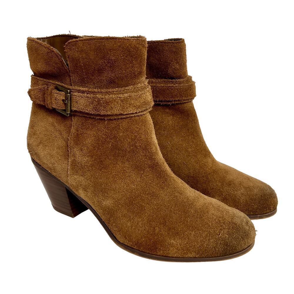 Sam Edelman Lynne Ankle Boots Suede Booties in Cognac Brown Womens 9.5
